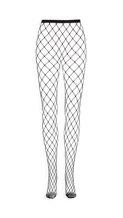 Stems New York Edit Sheer And Fishnet Tights In Black