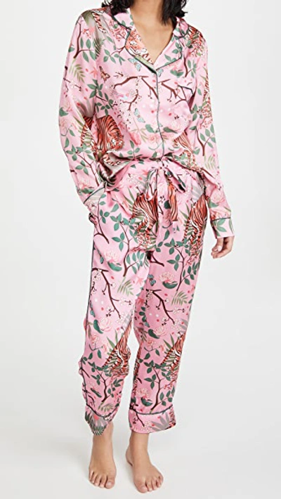 Karen Mabon Tiger Blossom Pyjama Set In Orange
