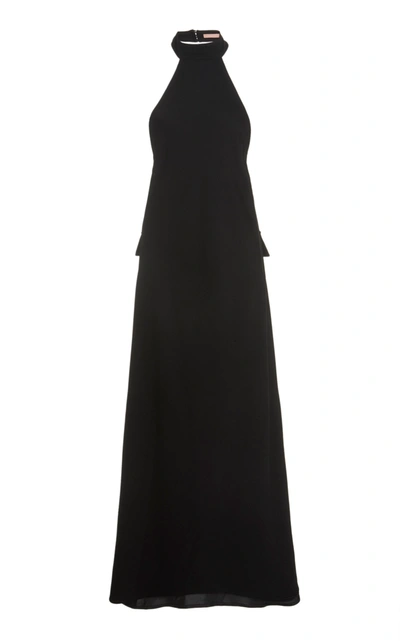 Maggie Marilyn Fate Has Bought Us Here Halterneck Crepe Maxi Dress In Black