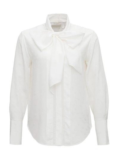 Chloé Shirt In Jacquard Crepe De Chine In White