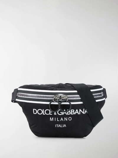 Dolce & Gabbana Nylon Palermo Tecnico Belt Bag With Logo Print In Black