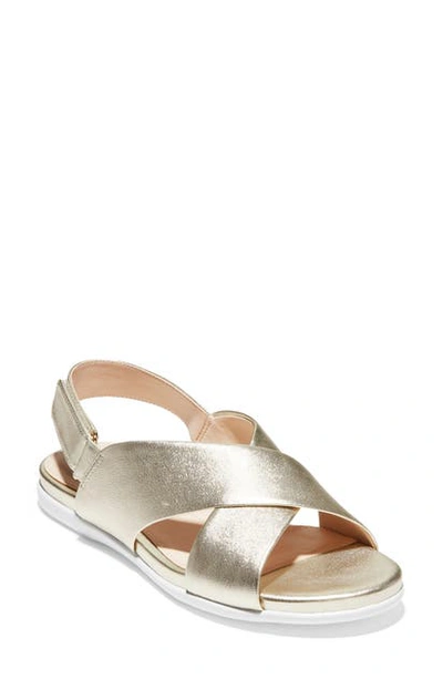 Cole Haan Grand Ambition Sandal In Soft Gold Leather