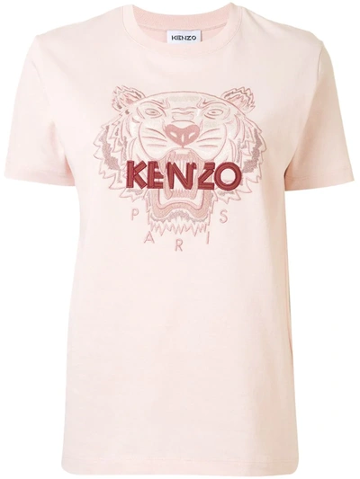 Kenzo Tiger Embroidered T-shirt In Pink