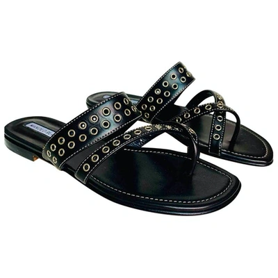 Pre-owned Manolo Blahnik Black Leather Sandals