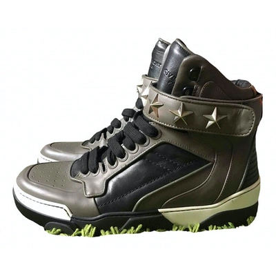 Pre-owned Givenchy Leather High Trainers In Grey