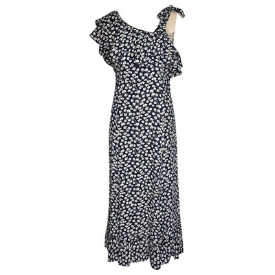 Pre-owned Ganni Spring Summer 2020 Maxi Dress In Navy