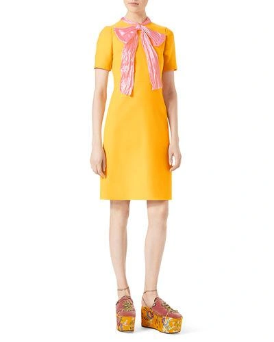 Gucci Silk A-line Dress In Yellow