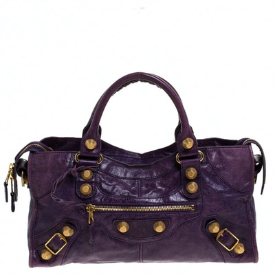 Pre-owned Balenciaga Part Time Purple Leather Handbag