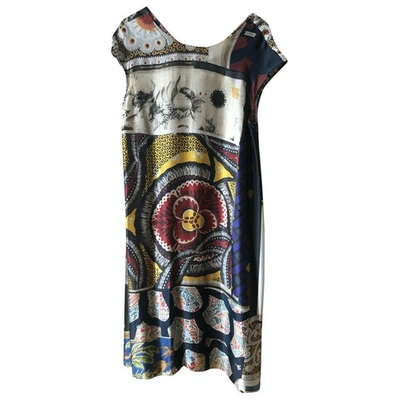 Pre-owned Caliban Silk Mid-length Dress In Multicolour