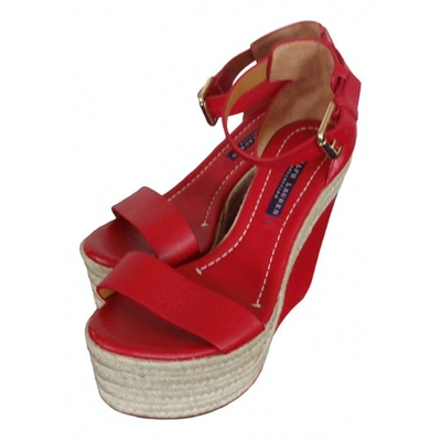 Pre-owned Ralph Lauren Leather Sandals In Red