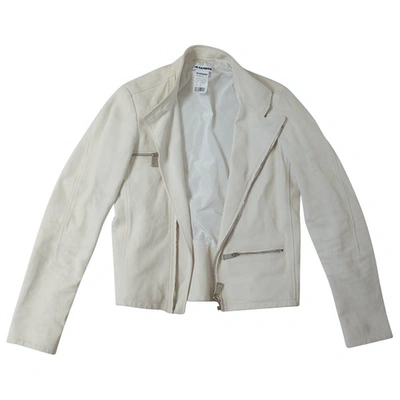Pre-owned Jil Sander White Leather Leather Jacket