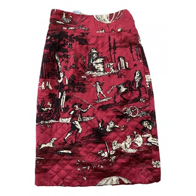 Pre-owned Oscar De La Renta Burgundy Skirt