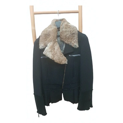 Pre-owned Just Cavalli Wool Caban In Black