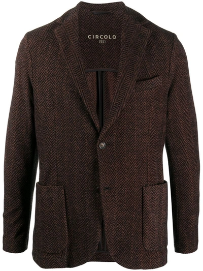 Circolo 1901 Knitted Zigzag Patterned Blazer In Brown