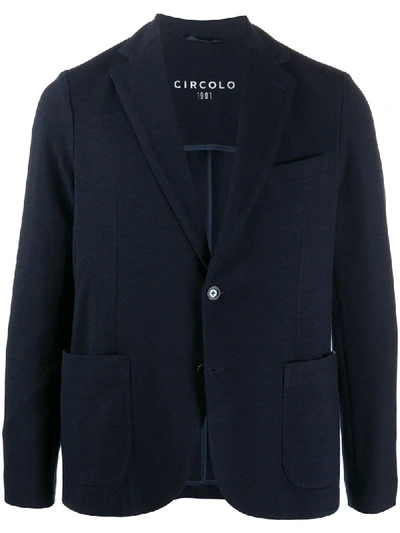 Circolo 1901 Textured Style Notched Lapel Blazer In Blue