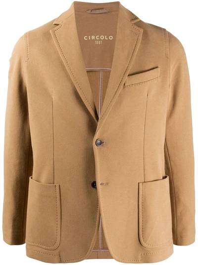Circolo 1901 Textured Style Notched Lapel Blazer In Neutrals