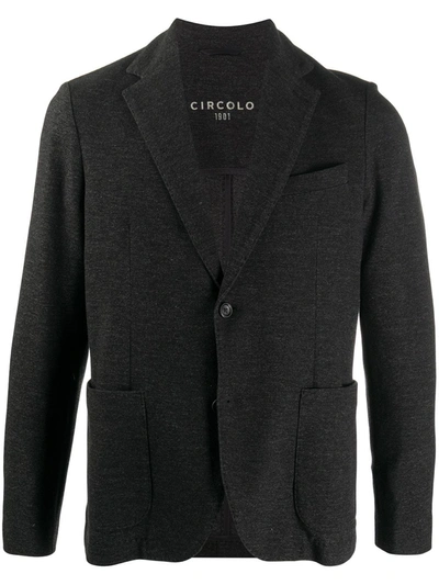 Circolo 1901 Textured Style Notched Lapel Blazer In Black