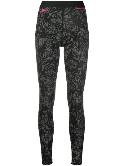 Redemption Rose-print Performance Leggings In Grey