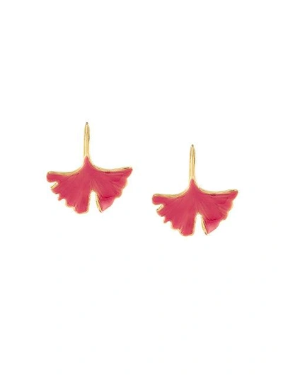Aurelie Bidermann Tangerine Gold-plated Lacquered Earrings In Pink & Purple