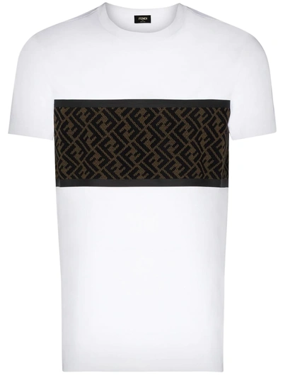 Fendi Flocked Mesh-panelled T-shirt In White