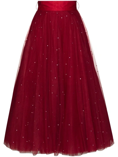 Anouki Swarovski-studded Tulle Skirt In Red