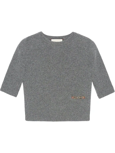 Gucci Horsebit-embellished Knitted Top In Grey