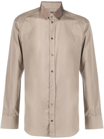 Dolce & Gabbana Contrast-collar Shirt In Brown
