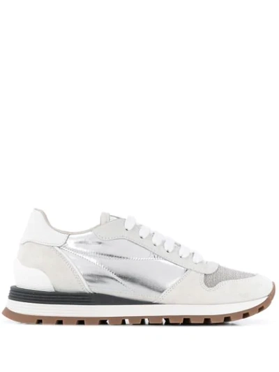 Brunello Cucinelli Panelled Low-top Sneakers In White