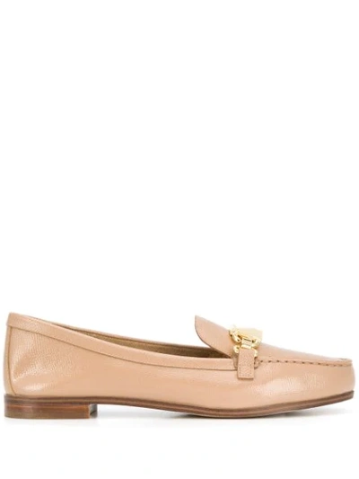 Michael Michael Kors Chain-embellished Leather Loafers In Brown