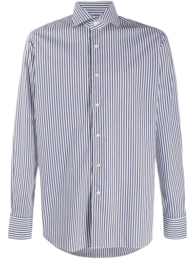 Tagliatore Cardiff Striped Print Shirt In White