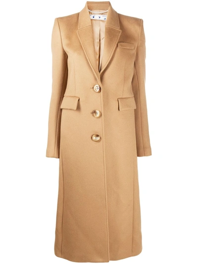 Off-white Tailored Single-breasted Coat In Neutrals