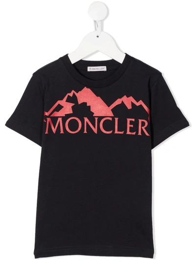 Moncler Kids' Logo-print T-shirt In Blue