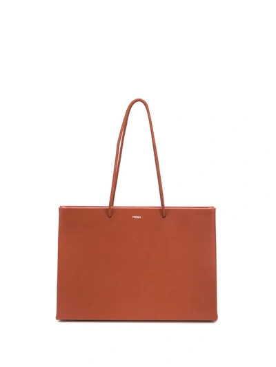 Medea Rectangle Mini Leather Tote Bag In Brown