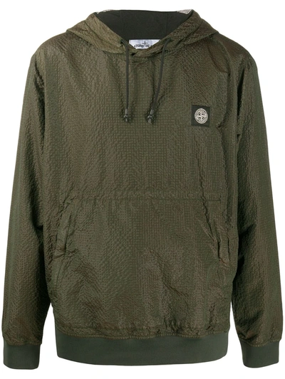 Stone Island Textured Style Logo Patch Hoodie In Musk