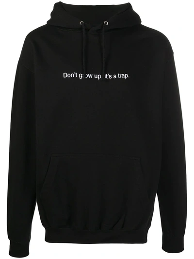 Famt Pls Do Not Smile Relaxed-fit Hoodie In Black
