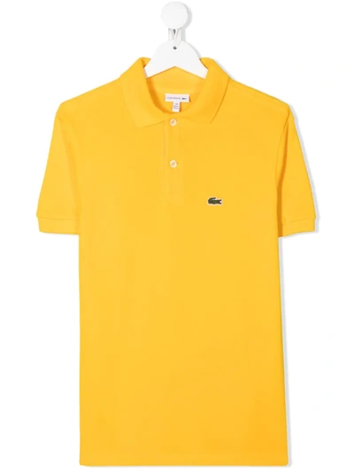 Lacoste Teen Embroidered Logo Polo Shirt In Yellow