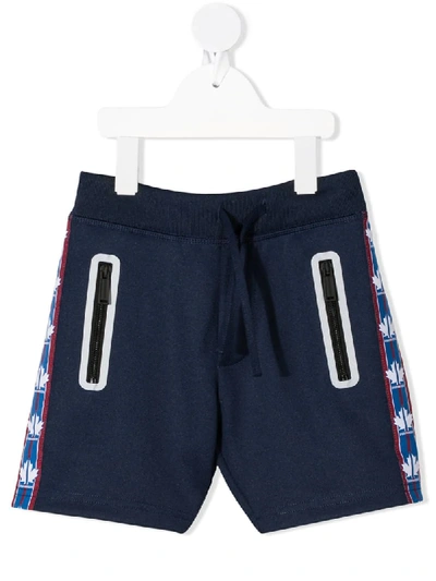 Dsquared2 Kids' Logo Stripe Track Shorts In Blue