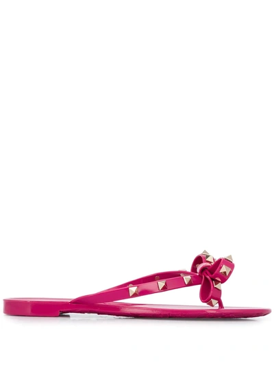 Valentino Garavani Rockstud Bow-detail Sandals In Pink