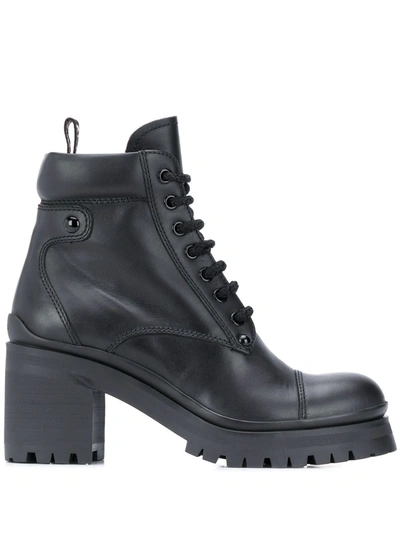 Miu Miu Military-style Ankle Boots In Schwarz
