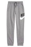 Nike Kids' Club Logo Fleece Joggers (big Boy) In Carbon Heather