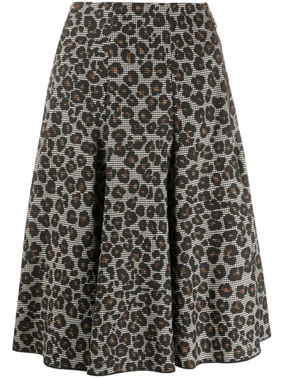 Versace Pleated Leopard-print Skirt In Black