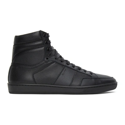 Saint Laurent Men's Tonal Perforated Leather High-top Sneakers In Black