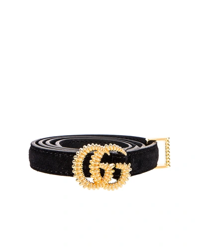 Gucci Suede Double G Buckle Belt