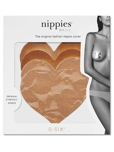 B-six Nippies Basic Heart Pasties 2-pack In Caramel