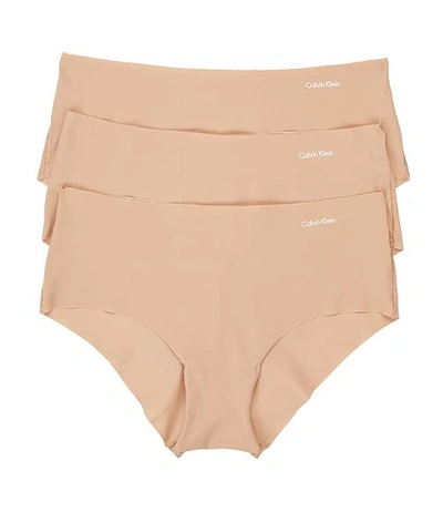 Calvin Klein Invisibles Hipster 3-pack In Light Caramel
