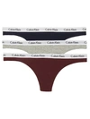 Calvin Klein Carousel Thong 3-pack In Maroon,grey,black