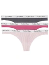 Calvin Klein Carousel Thong 3-pack In Grey,pink,stripe