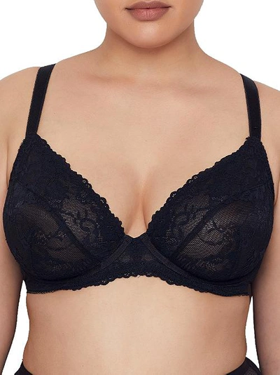 City Chic Layla Lace Bra In Black