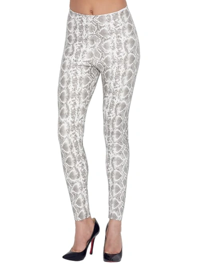 Commando Reptile Embossed Faux Leather Leggings In White Snake