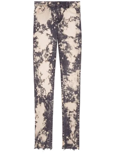 Gucci Embroidered Stretch Denim Skinny Pant In Pink